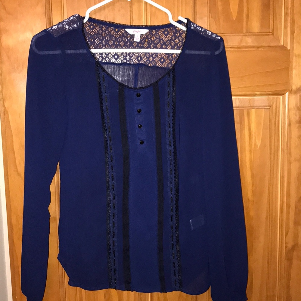 Navy blue long sleeve blouse